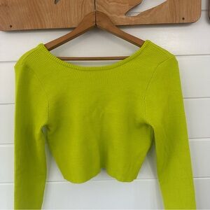 Bright Green Ribbed “Pretty Garbage” Sweater